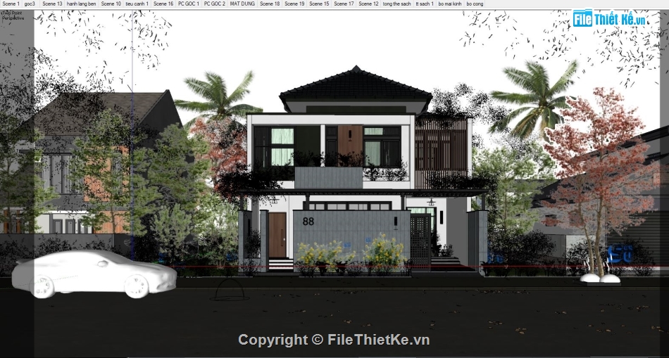 Biệt thự 2 tầng,sketchup biệt thự 2 tầng,dựng 3dsu biệt thự 2 tầng